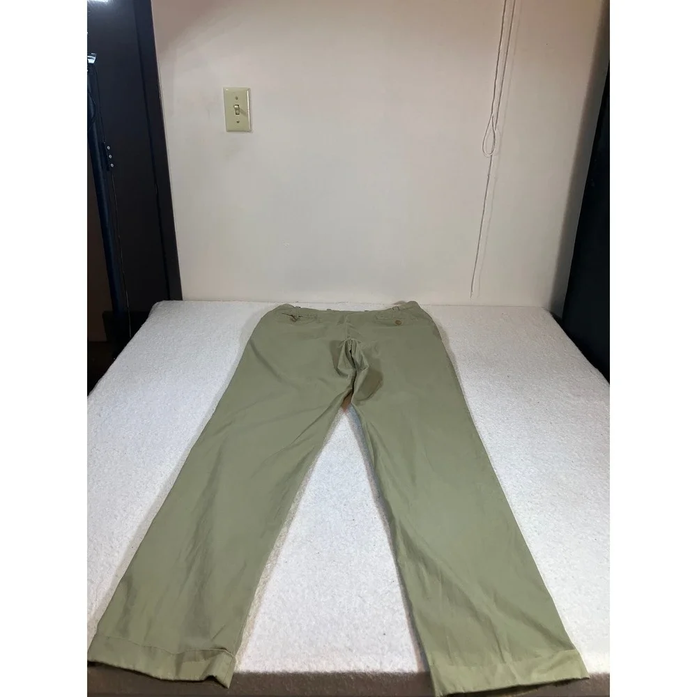 Bills Khakis Pleated Trousers Olive Green Cuffed Dress Pants Mens 36 Made in USA